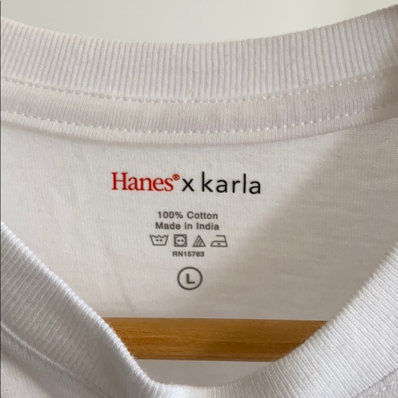 Hanes x Karla White Crewneck Cotton Tee Shirt - Picture 3 of 3